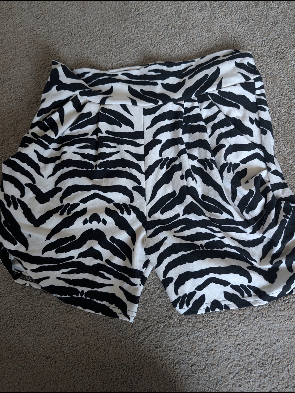 High-Waist Zebra Print Women’s Shorts - Black & White